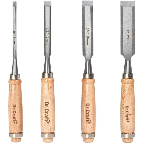 4-Piece Wood Chisel Set, Hardwood Handles