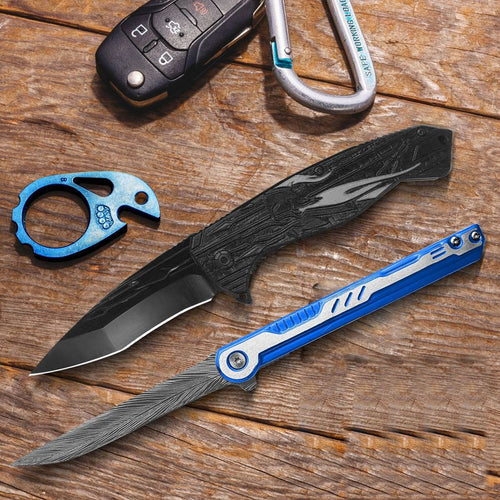 Flame & Feather Folding Knife Set of 2