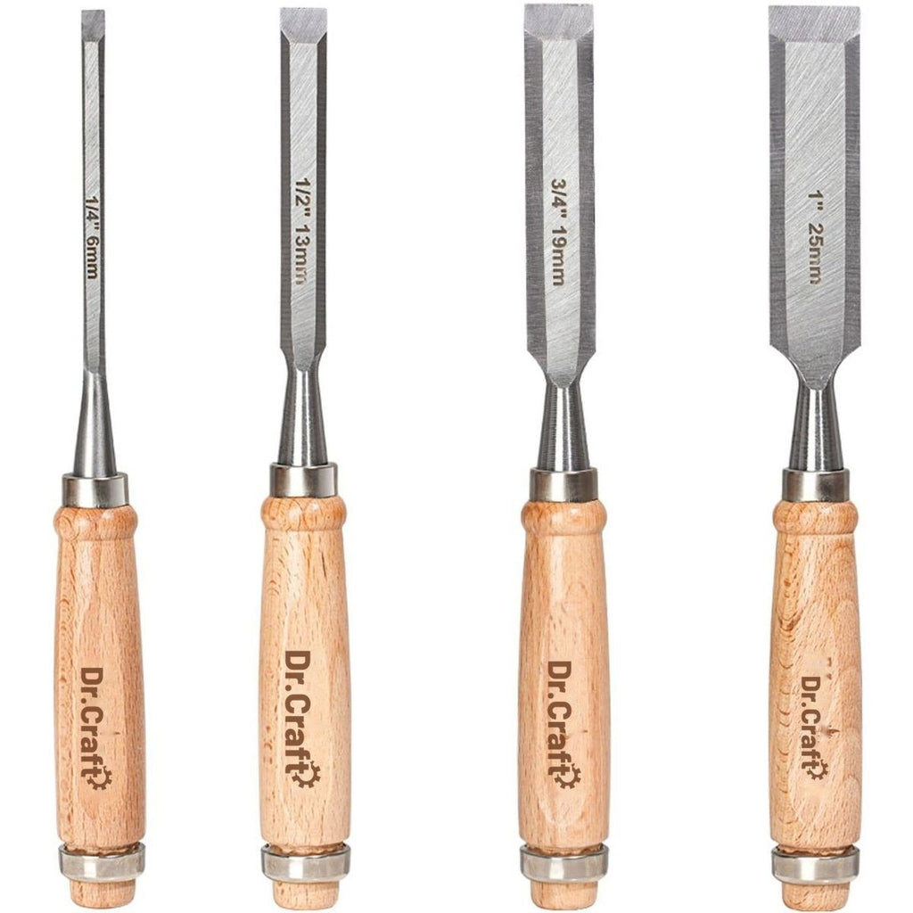 4-Piece Wood Chisel Set, Hardwood Handles