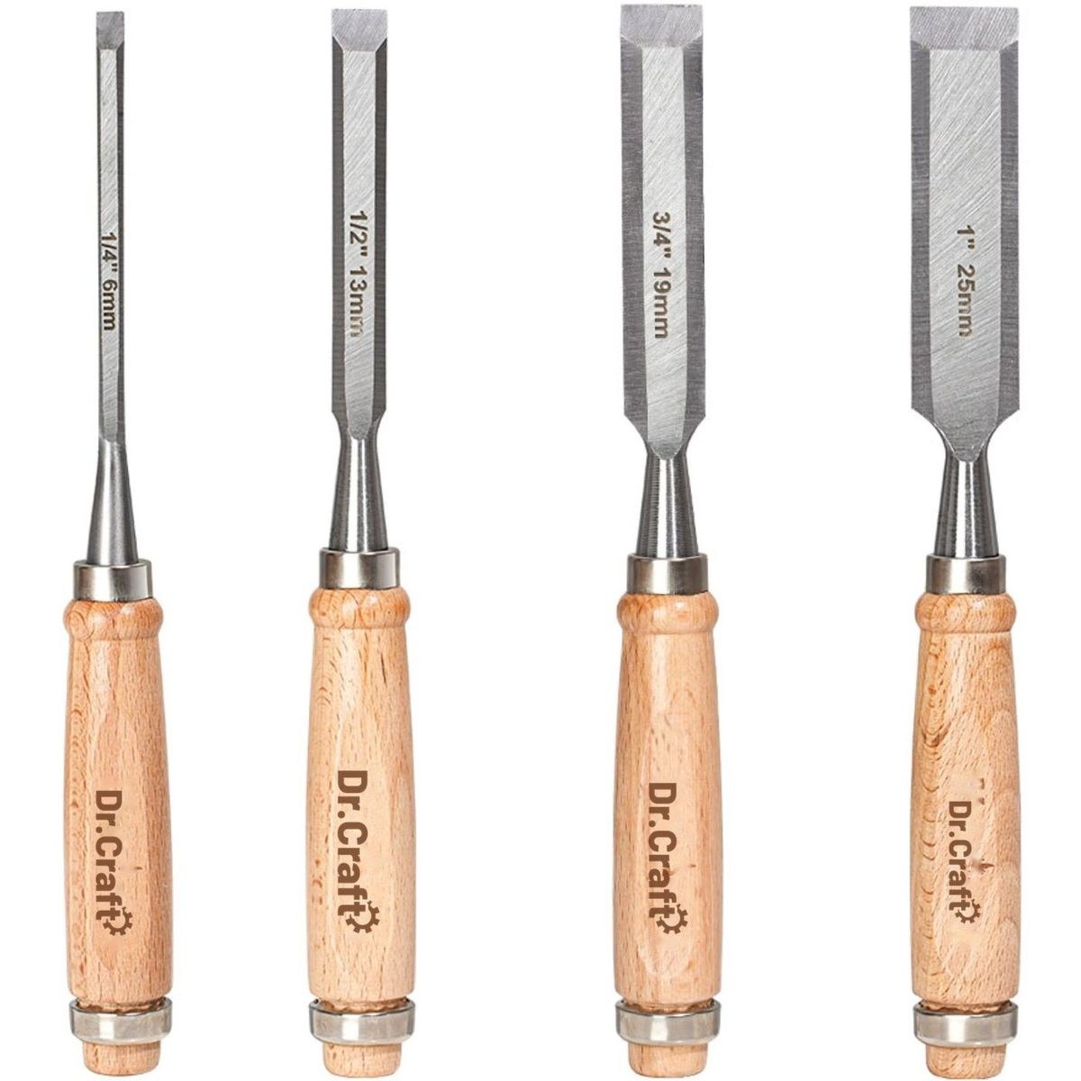 4-Piece Wood Chisel Set, Hardwood Handles