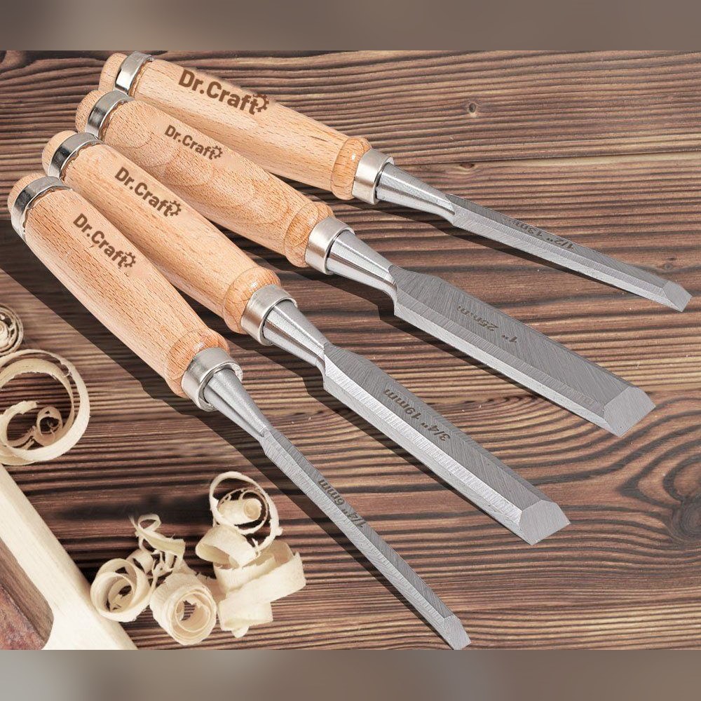 4-Piece Wood Chisel Set, Hardwood Handles — view 2