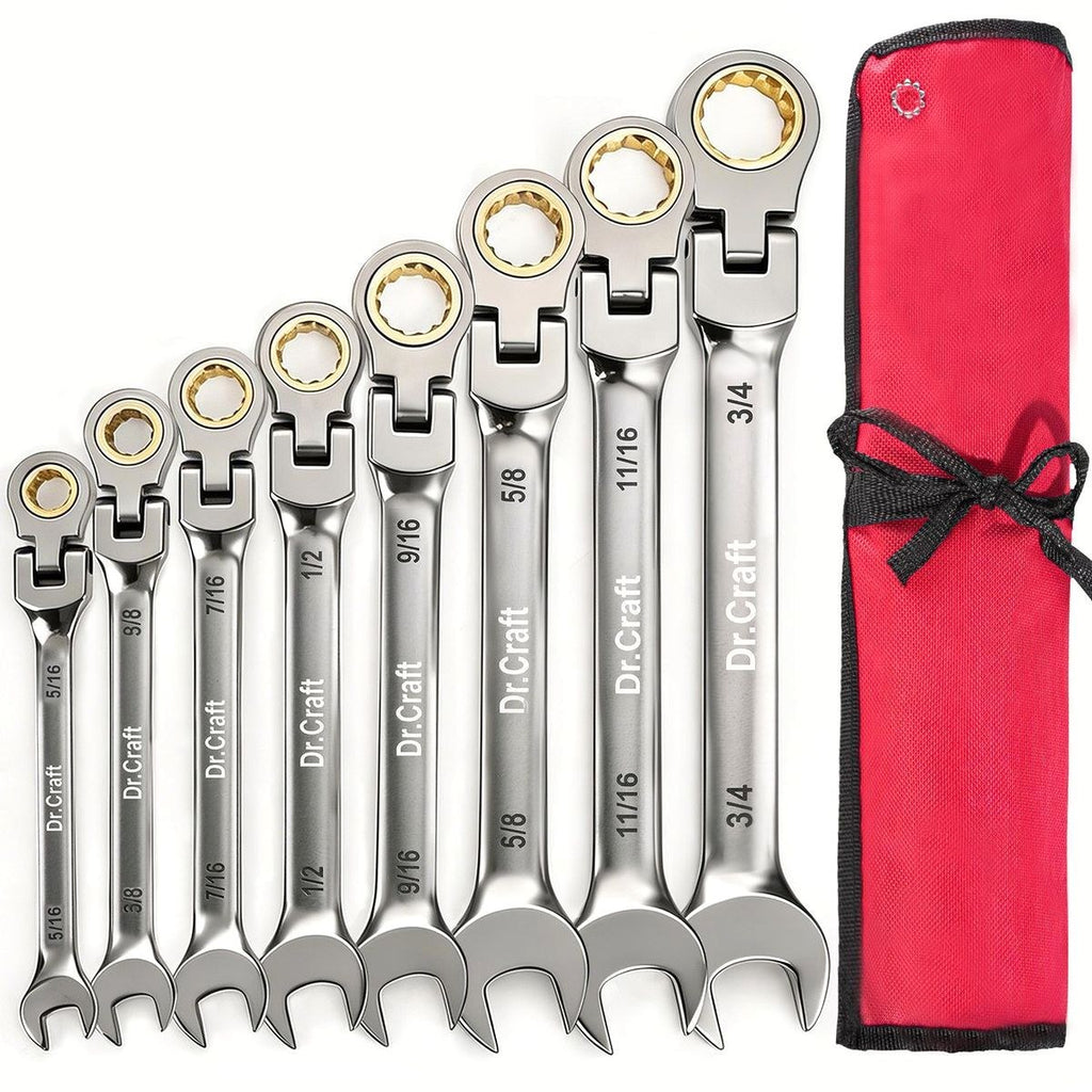 8-Piece Flex-Head Ratcheting Wrench Set, SAE