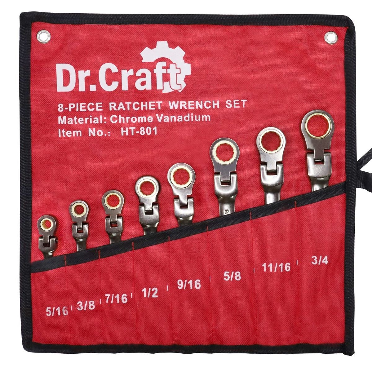 8-Piece Flex-Head Ratcheting Wrench Set, SAE — view 2