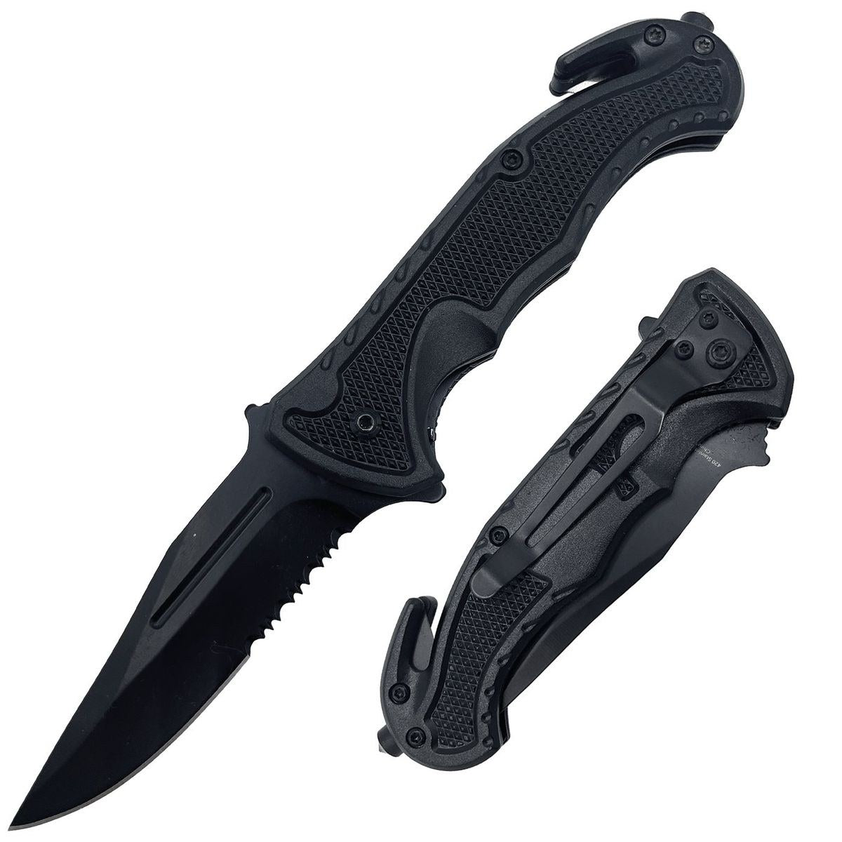 Spring-Assisted Rescue Knife, Black — view 2