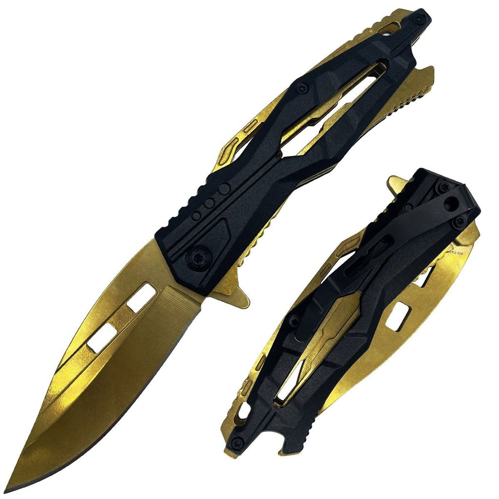 Spring-Assisted Knife, Gold Titanium Coat — view 2