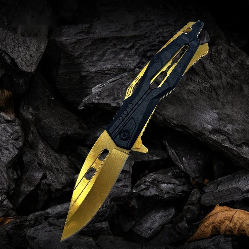 Spring-Assisted Knife, Gold Titanium Coat