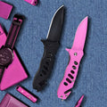 Folding Knife Set of 2, Black & Pink