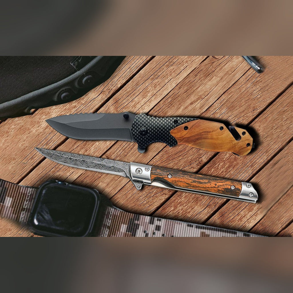 Wood & Carbon-Fiber Folding Knife Set of 2 — view 2