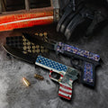 Pistol-Shape Folding Knife Set of 2, Flag Pattern