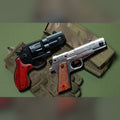Revolver & Pistol Folding Knife Set of 2, Wood Grip