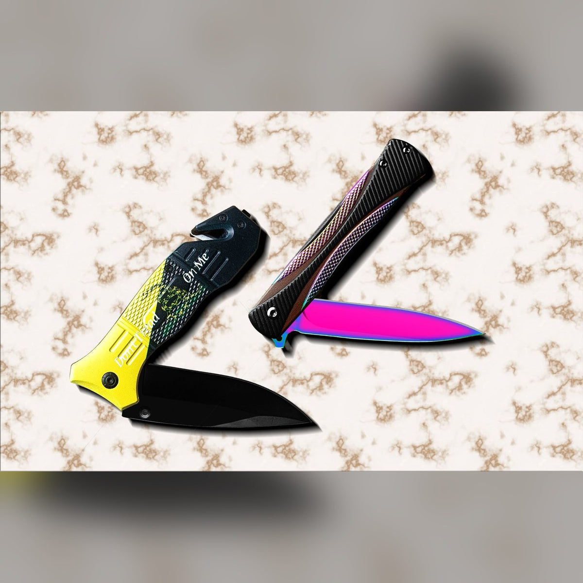 Spring-Assisted Knife Set of 2, Rainbow & Yellow