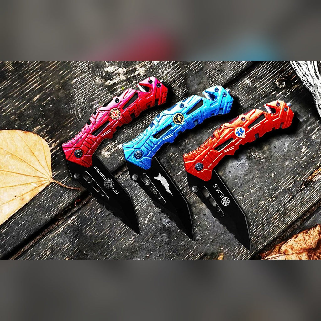 Rescue Knife Set of 3, Red, Blue & Orange