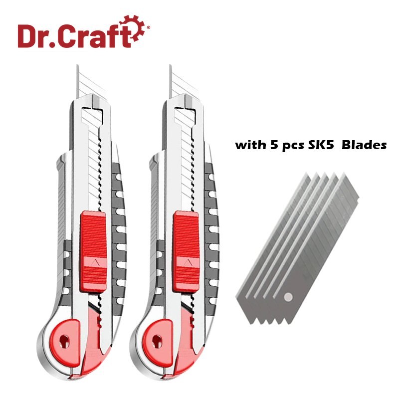 Auto-Load Snap-Off Utility Knife, Red & Silver — view 2