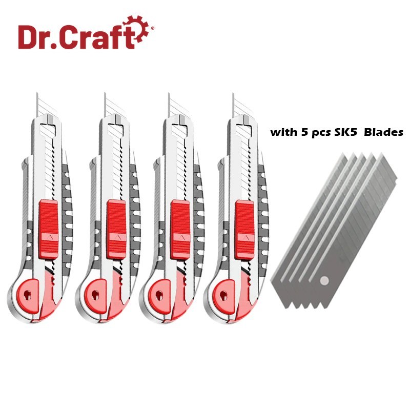 Auto-Load Snap-Off Utility Knife, Red & Silver — view 3